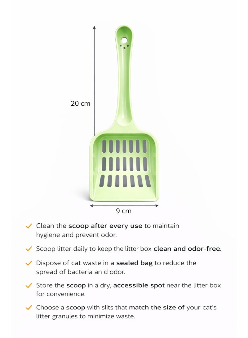 iCARE Cat Litter Scoop, Green, 20 x 9 cm – Slotted Design for Easy Sifting - Image 2